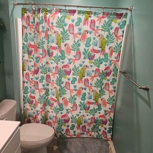 Unbranded Shower Curtain Unisex OS Multicolor Tropical Parrot Toucan Boho Jungle